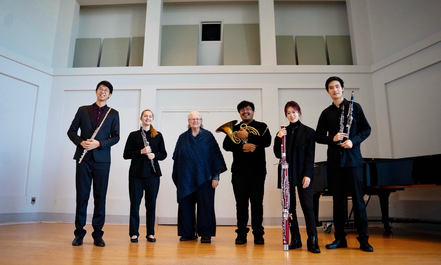 Jimmy Chiu with Kathryn Lukas and woodwind quintet colleagues at Indiana University