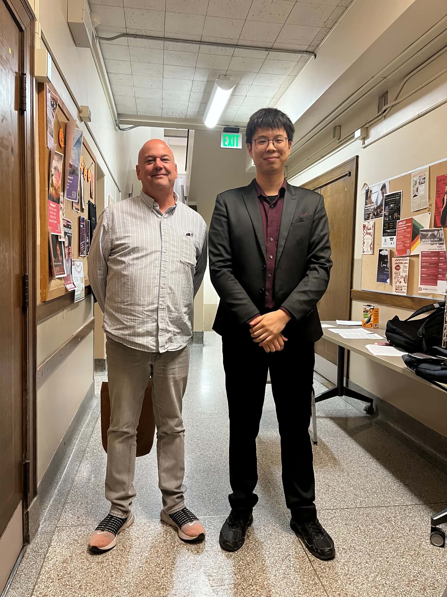 Jimmy Chiu with flute professor Thomas Robertello at Indiana University